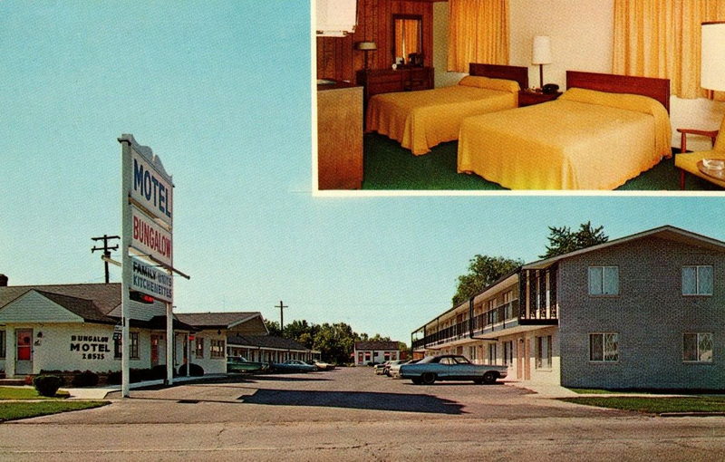 Bungalow Motel - Vintage Postcard
